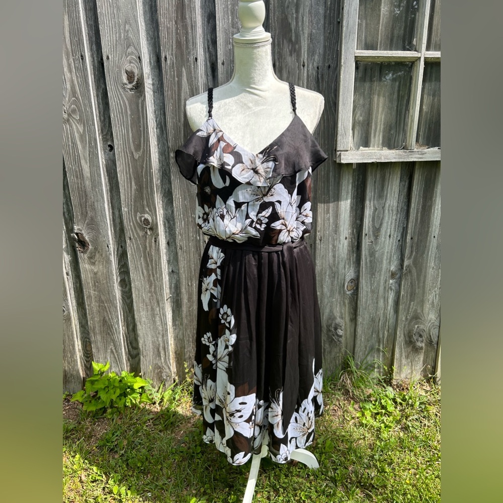WHBM Braided Strap Blouson Dress Size 14
